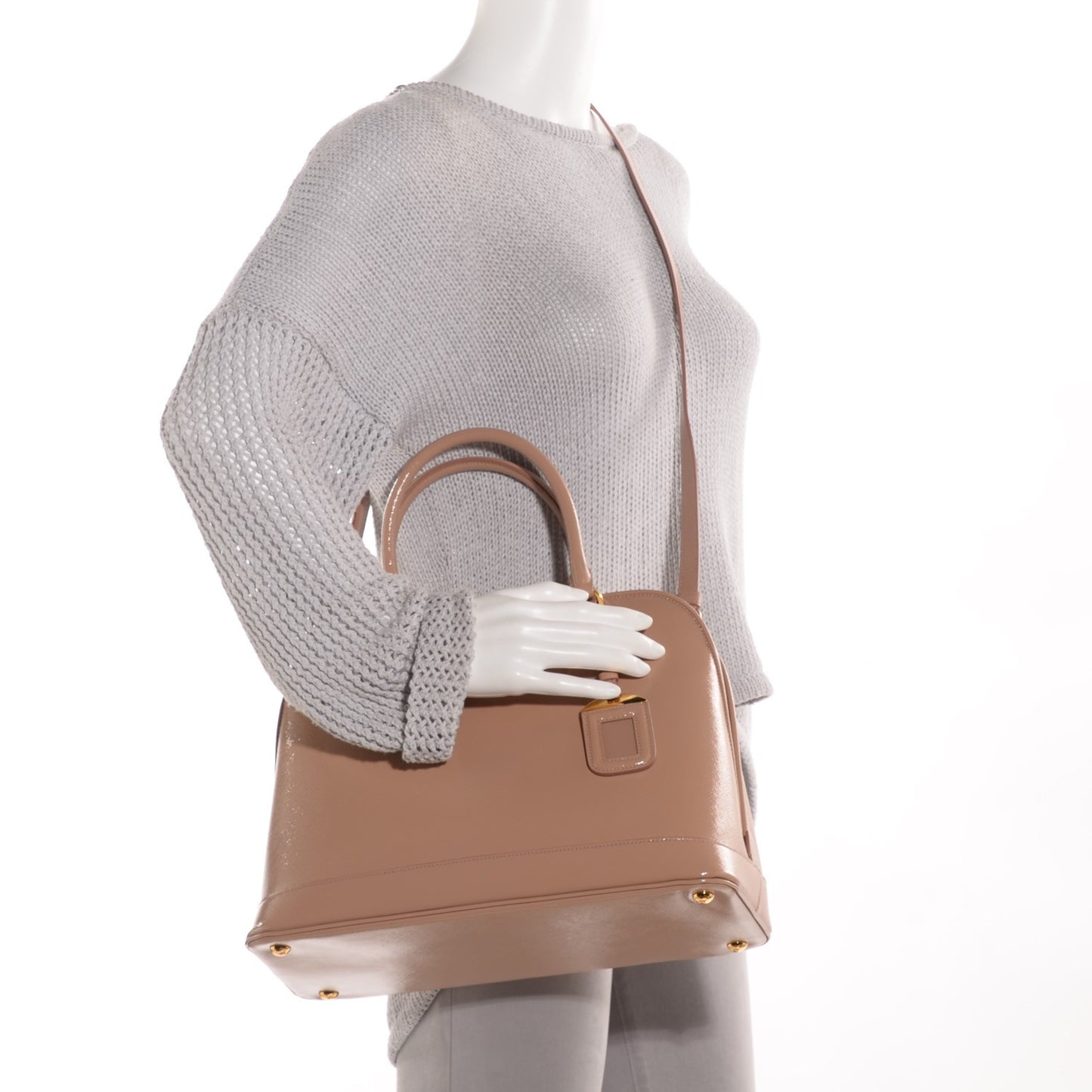 Saffiano Vernice Open Promenade Tote Cammeo