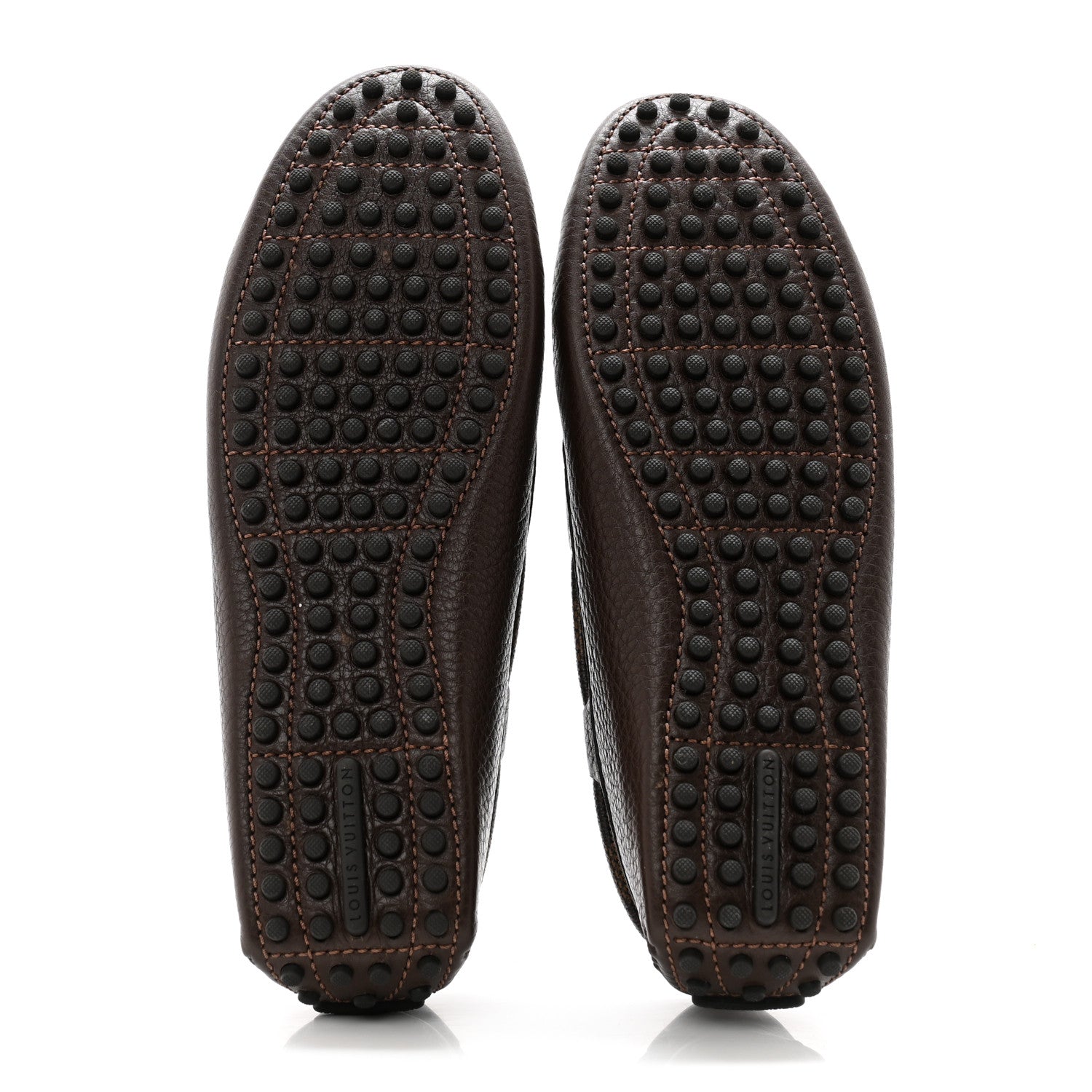 Louis Vuitton Calfskin Mens Arizona Car Shoe Moccasin Loafers 37.5 Brown 5 of 9