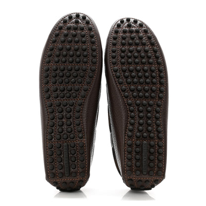 Louis Vuitton Calfskin Mens Arizona Car Shoe Moccasin Loafers 37.5 Brown 5 of 9