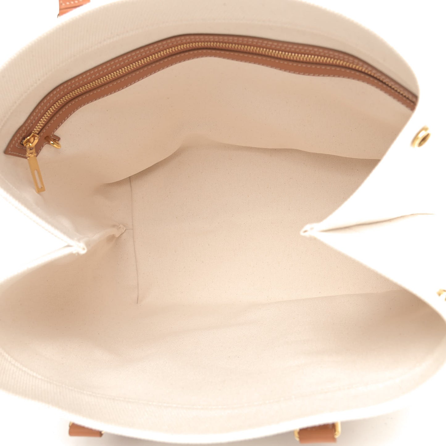 Canvas Calfskin Horizontal Cabas Natural Tan