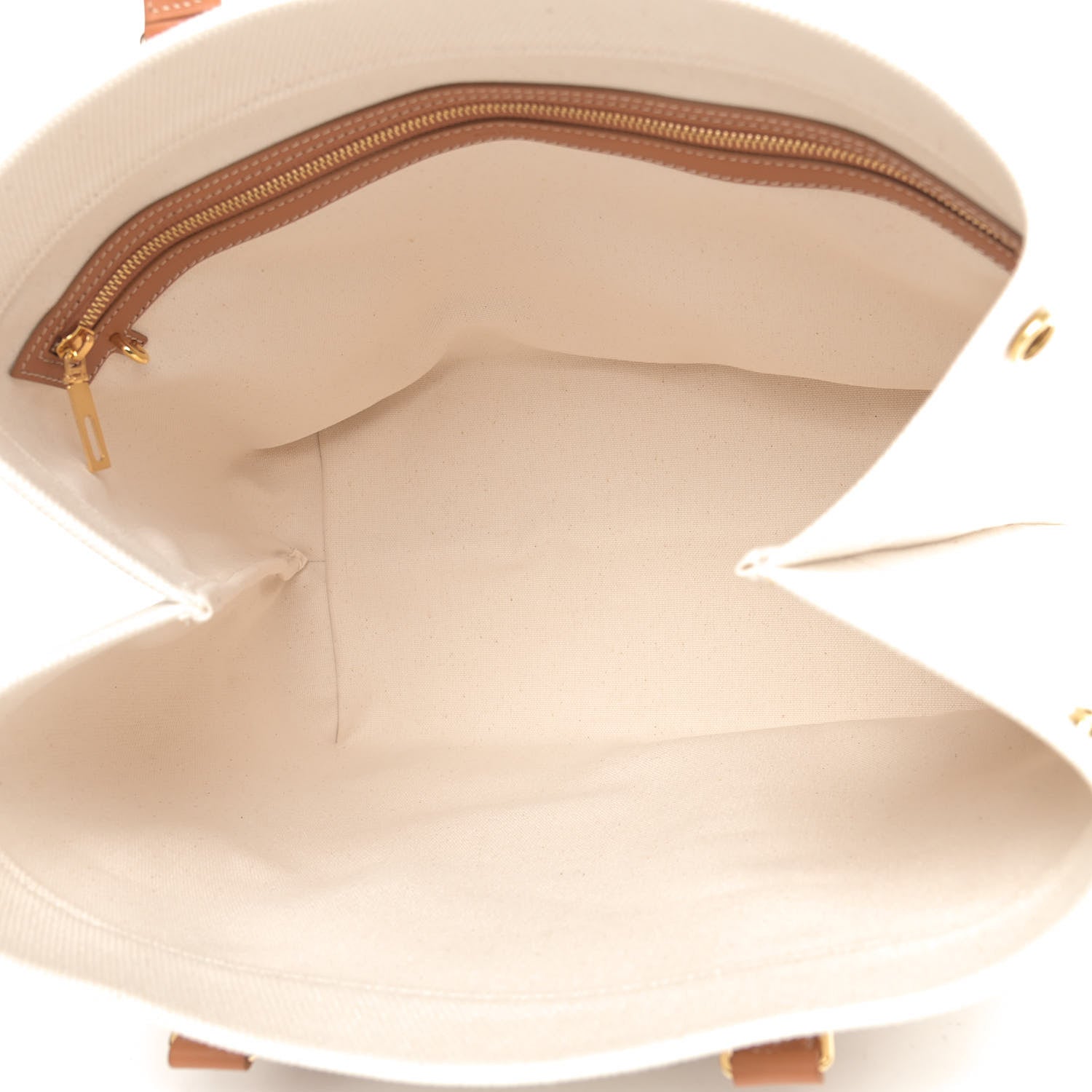 Celine Canvas Calfskin Horizontal Cabas Natural Tan 5 of 9