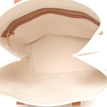 Celine Canvas Calfskin Horizontal Cabas Natural Tan 5 of 9