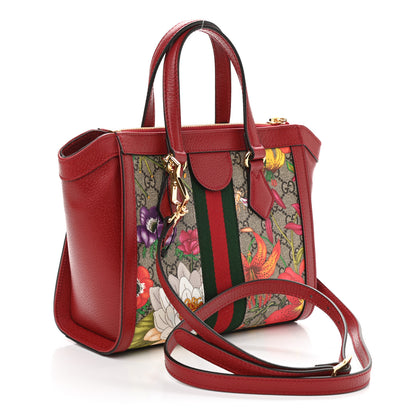 Gucci GG Supreme Monogram Flora Web Small Ophidia Tote Bag Red 3 of 9