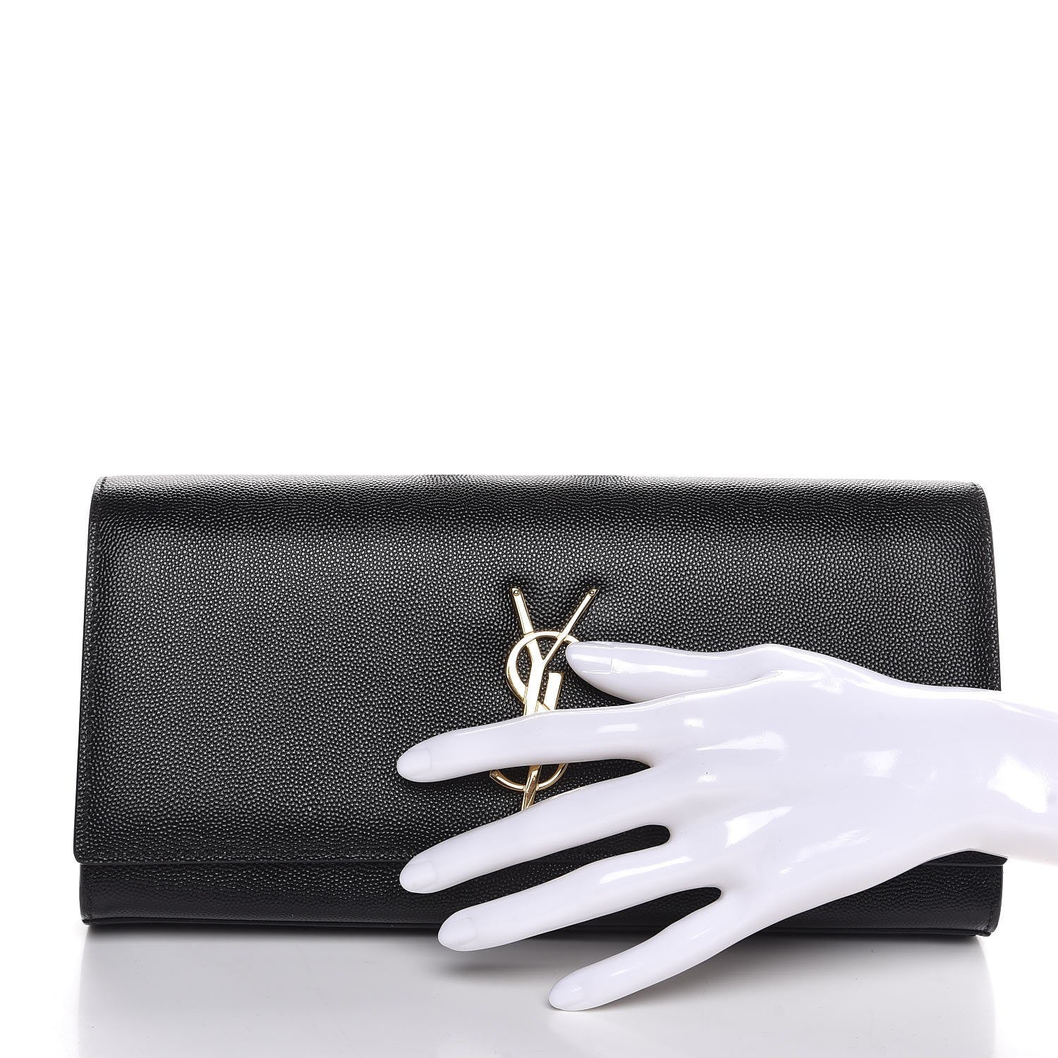 Saint Laurent Grain De Poudre Monogram Cassandre Clutch Black 2 of 7