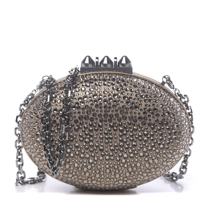 Christian Louboutin Metallic Suede Burma Strass Mina Chain Clutch Lichen 1 of 10