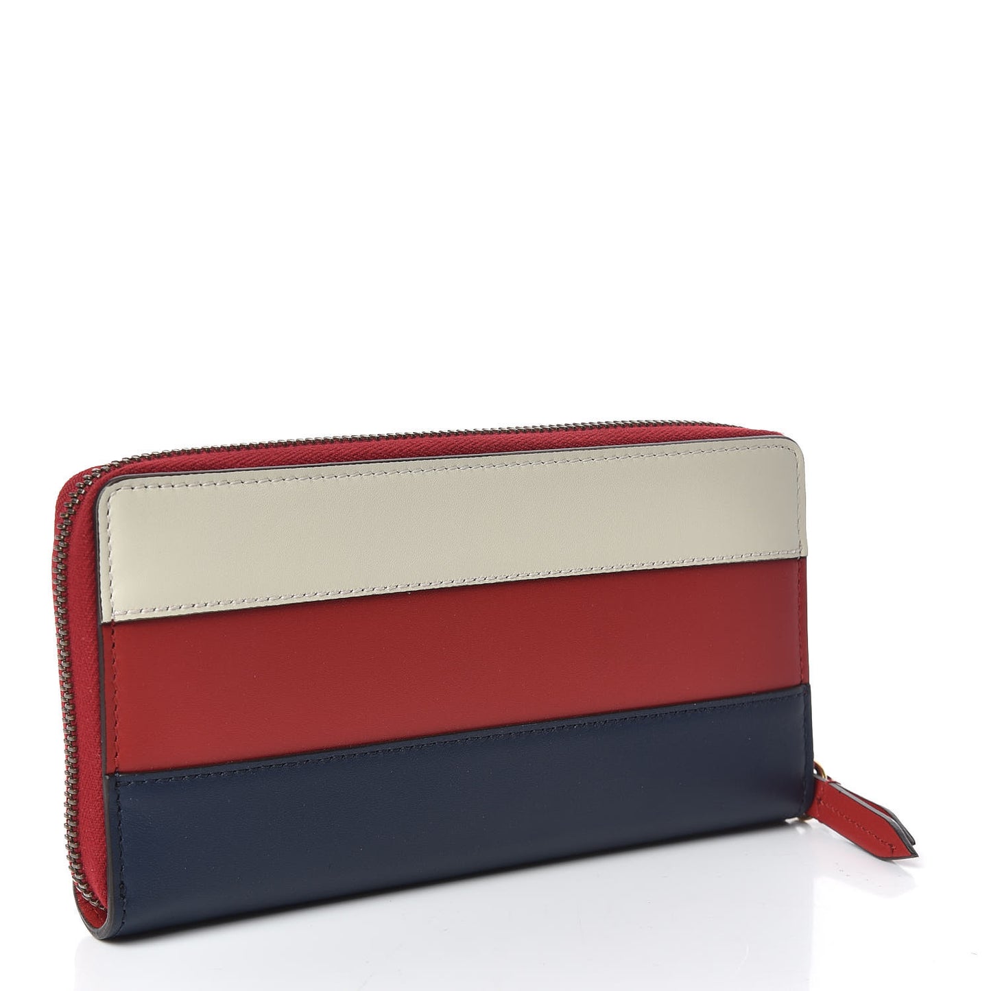 Calfskin Queen Margaret Zip Around Wallet Blue Agata Hibiscus Red Mystic White