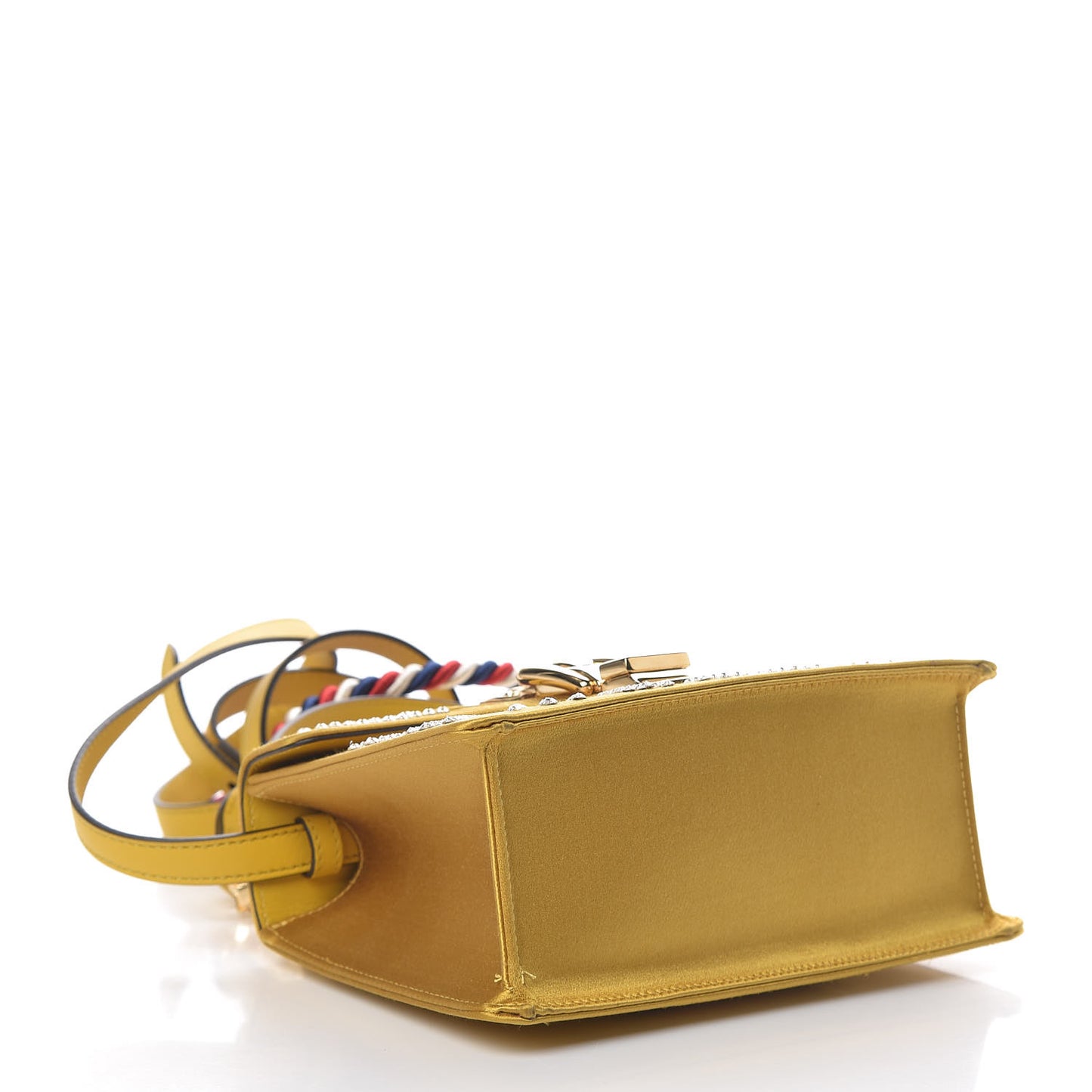 Satin Crystal Mini Sylvie Top Handle Bag Yellow