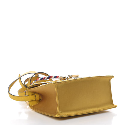 Gucci Satin Crystal Mini Sylvie Top Handle Bag Yellow 5 of 14
