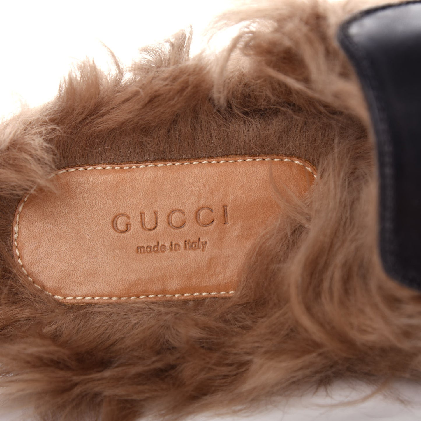 Calfskin Fur Womens Princetown Slippers 40 Black