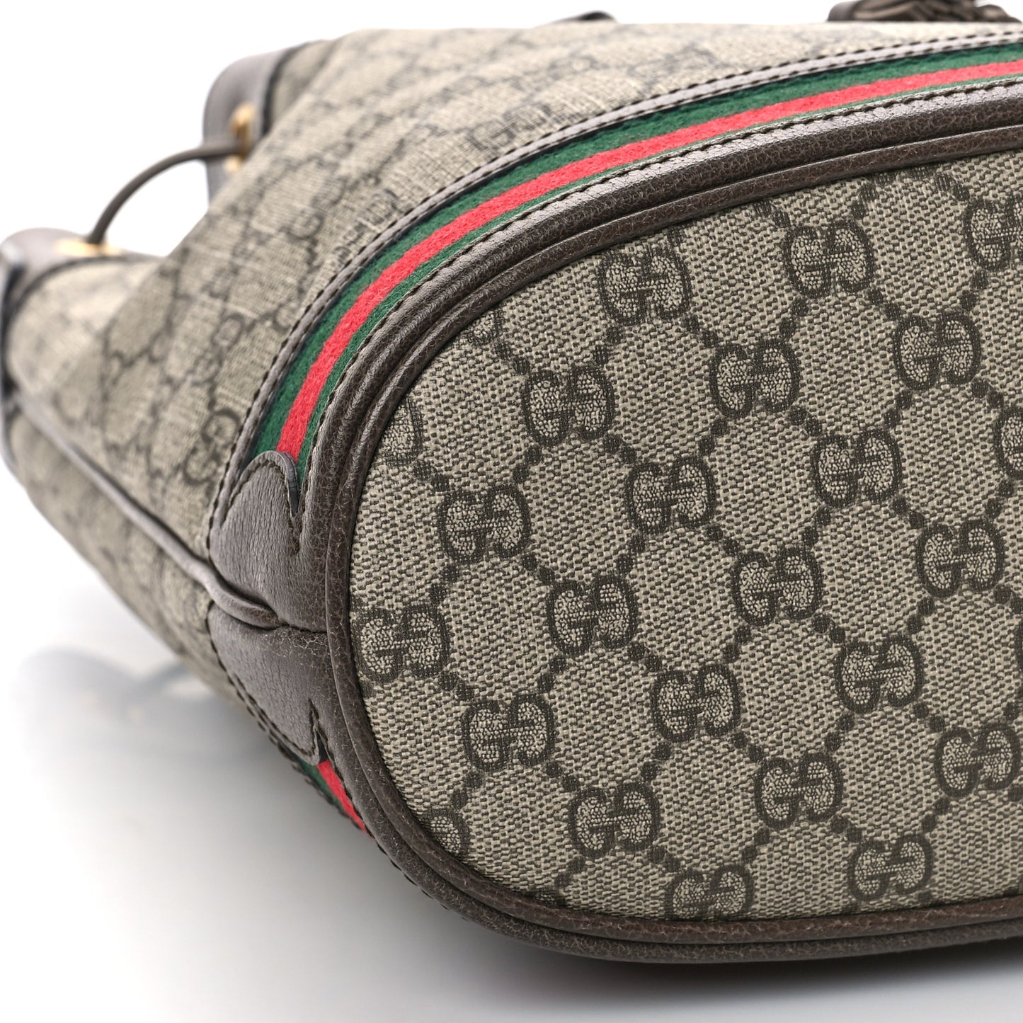 GG Supreme Monogram Web Ophidia Bucket Bag Brown