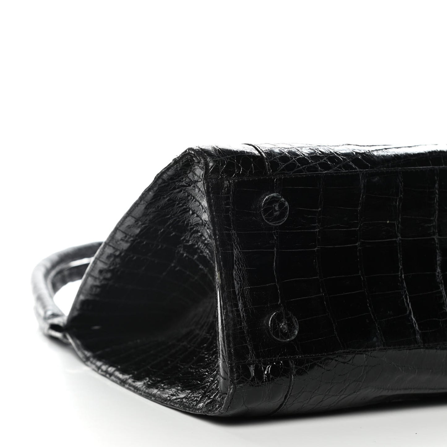 Crocodile Top Handle Bag Black