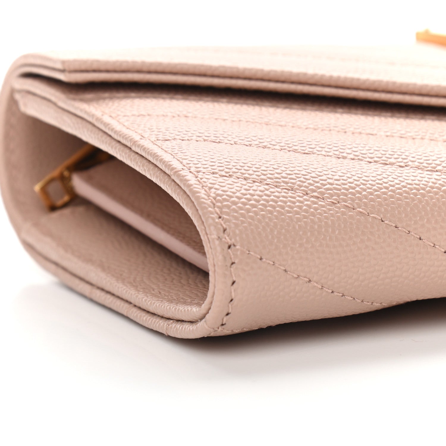Saint Laurent Grain De Poudre Matelasse Chevron Monogram Wallet Pale Pink 9 of 10