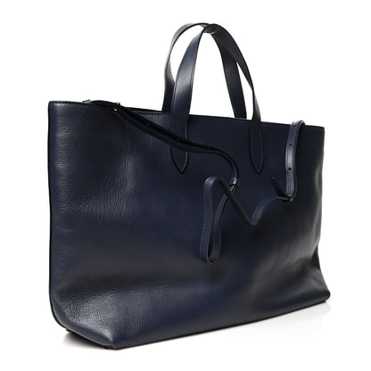 Jimmy Choo Calfskin Crystal Buckle Shopping Tote Navy Blue 3 of 9