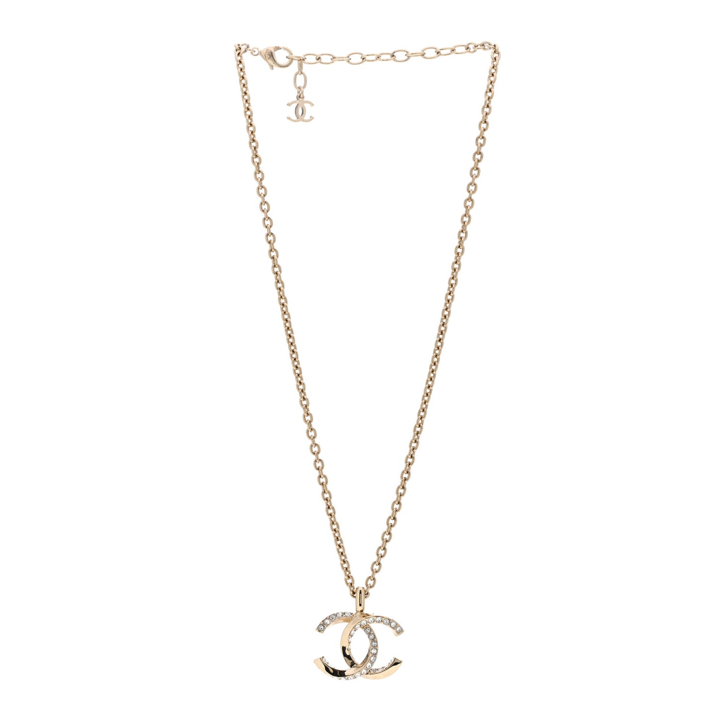 Metal Crystal CC Necklace Gold