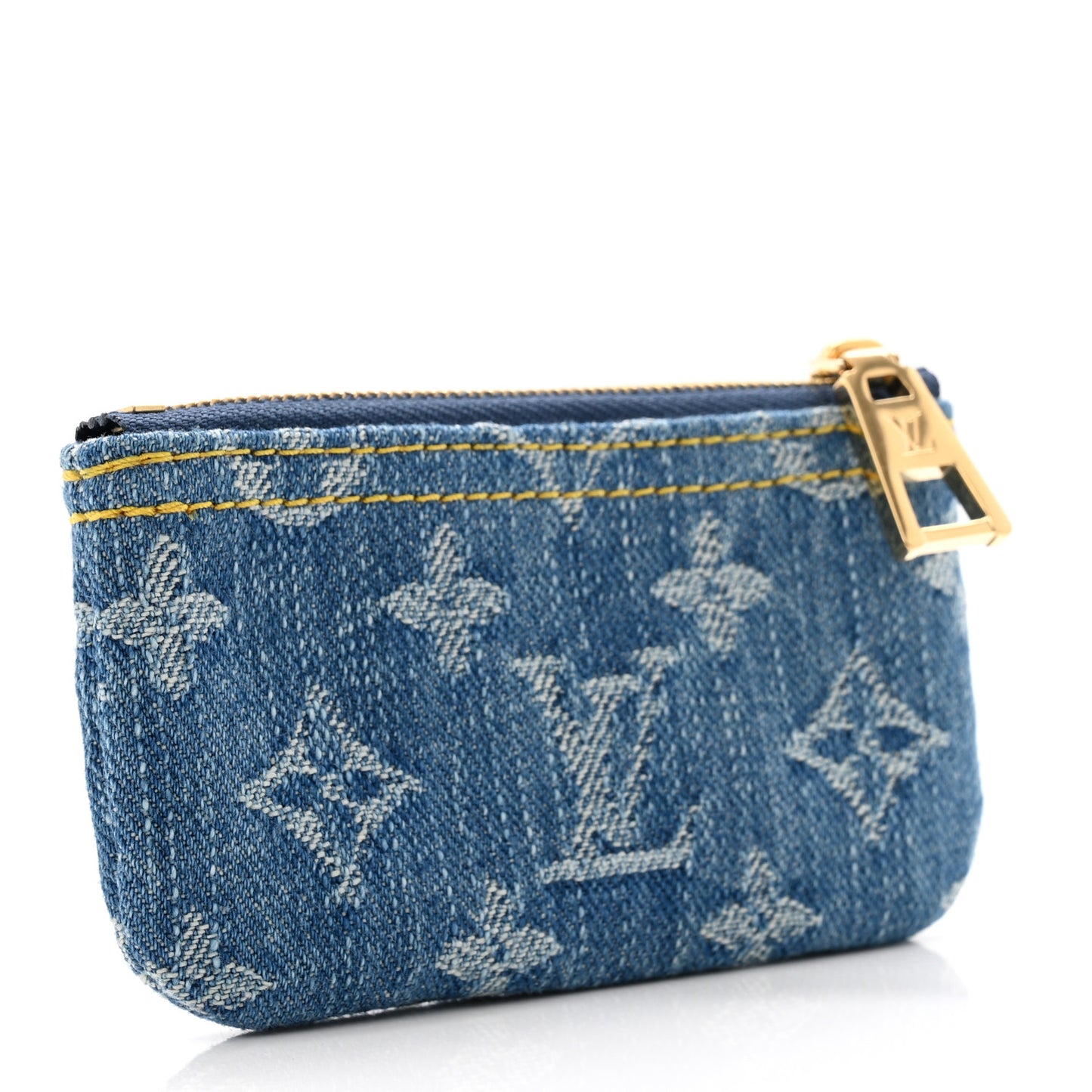 Monogram Denim Key Pouch Denim Blue