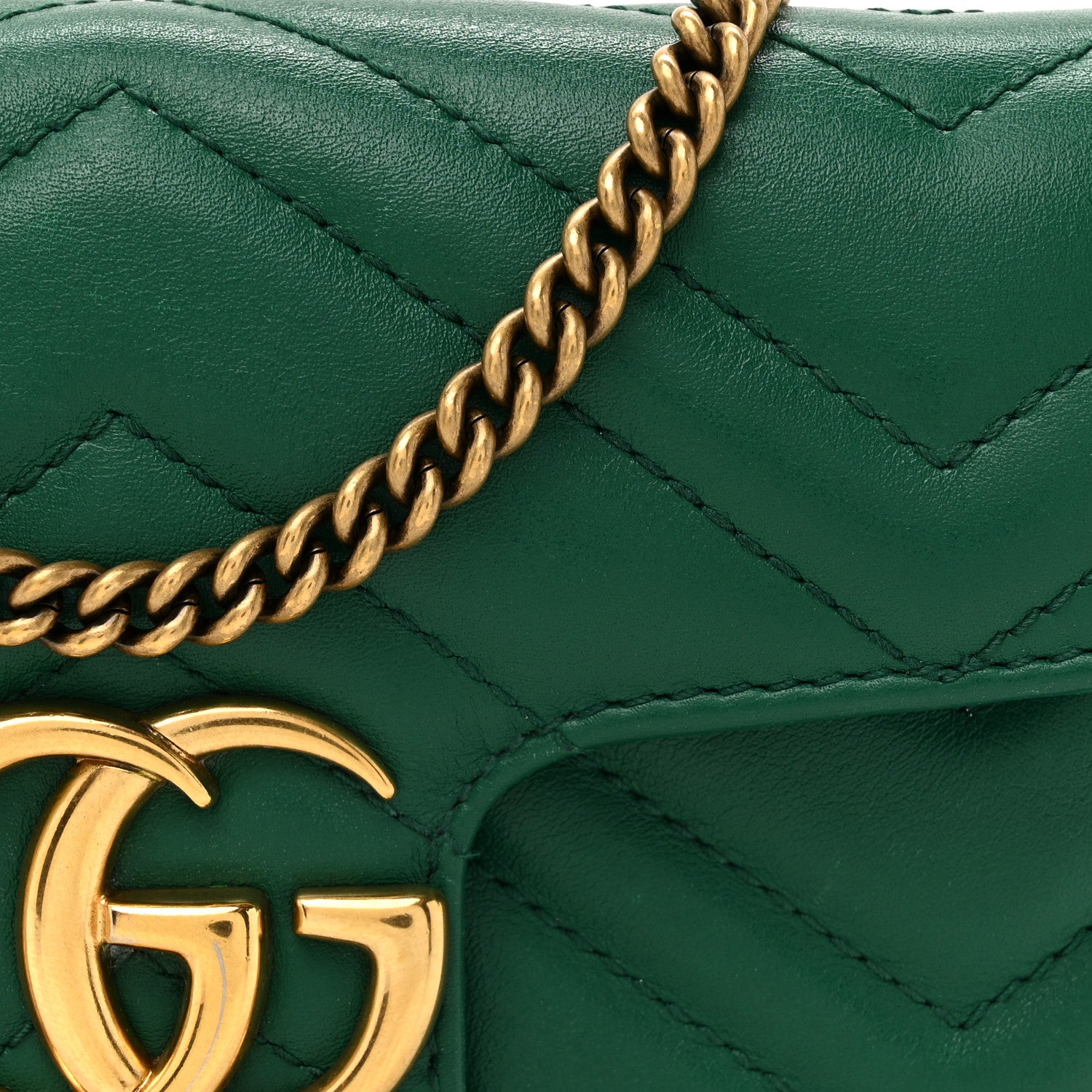 Gucci Calfskin Matelasse Super Mini GG Marmont Shoulder Bag Emerald Green 8 of 18