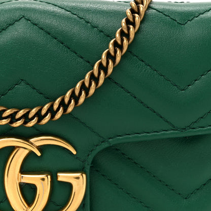 Gucci Calfskin Matelasse Super Mini GG Marmont Shoulder Bag Emerald Green 8 of 18