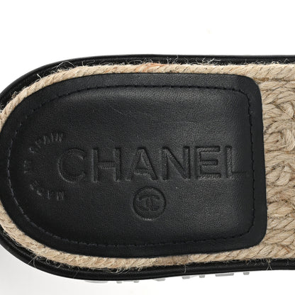 Chanel Lambskin Quilted CC Espadrille Slip On Sandals 36 Black 8 of 10