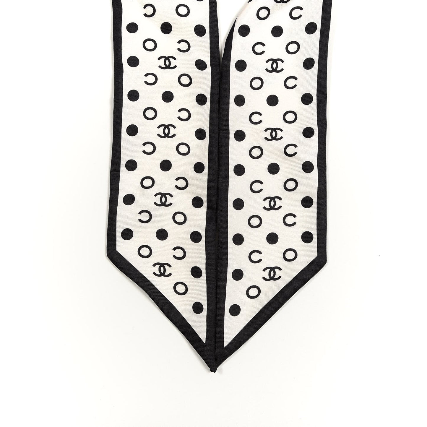 Silk CC Twilly Hair Tie Ivory Black