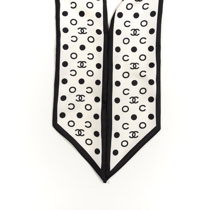 Chanel Silk CC Twilly Hair Tie Ivory Black 2 of 4
