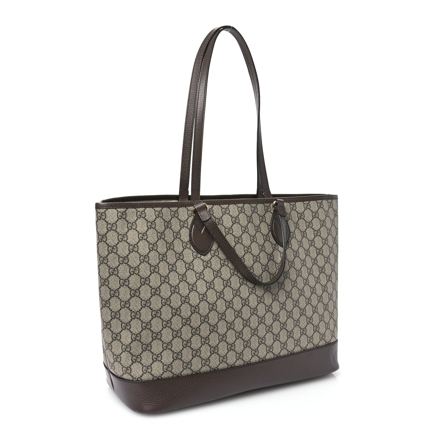 GG Supreme Monogram Textured Calfskin Large Ophidia Shoulder Tote Bag Beige Ebony New Acero