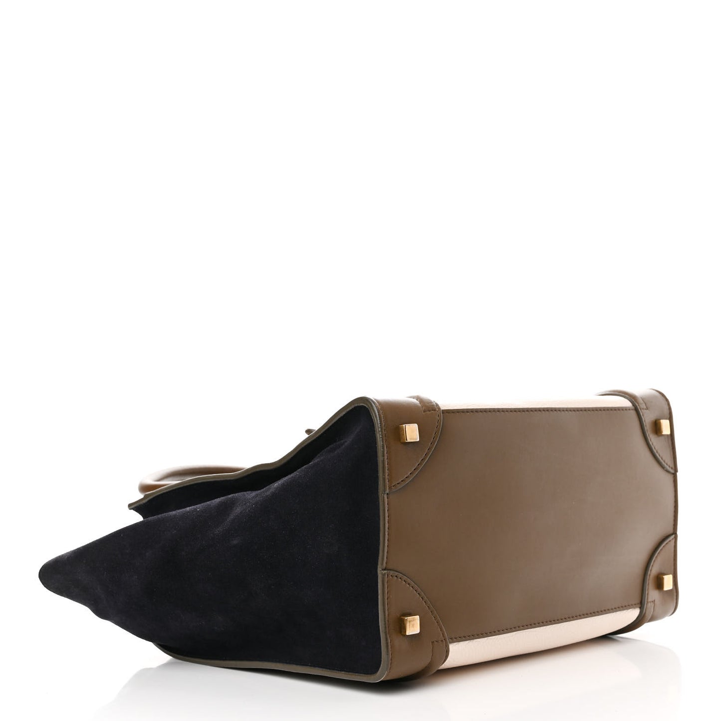 Textured Calfskin Suede Tri-color Mini Luggage Cream