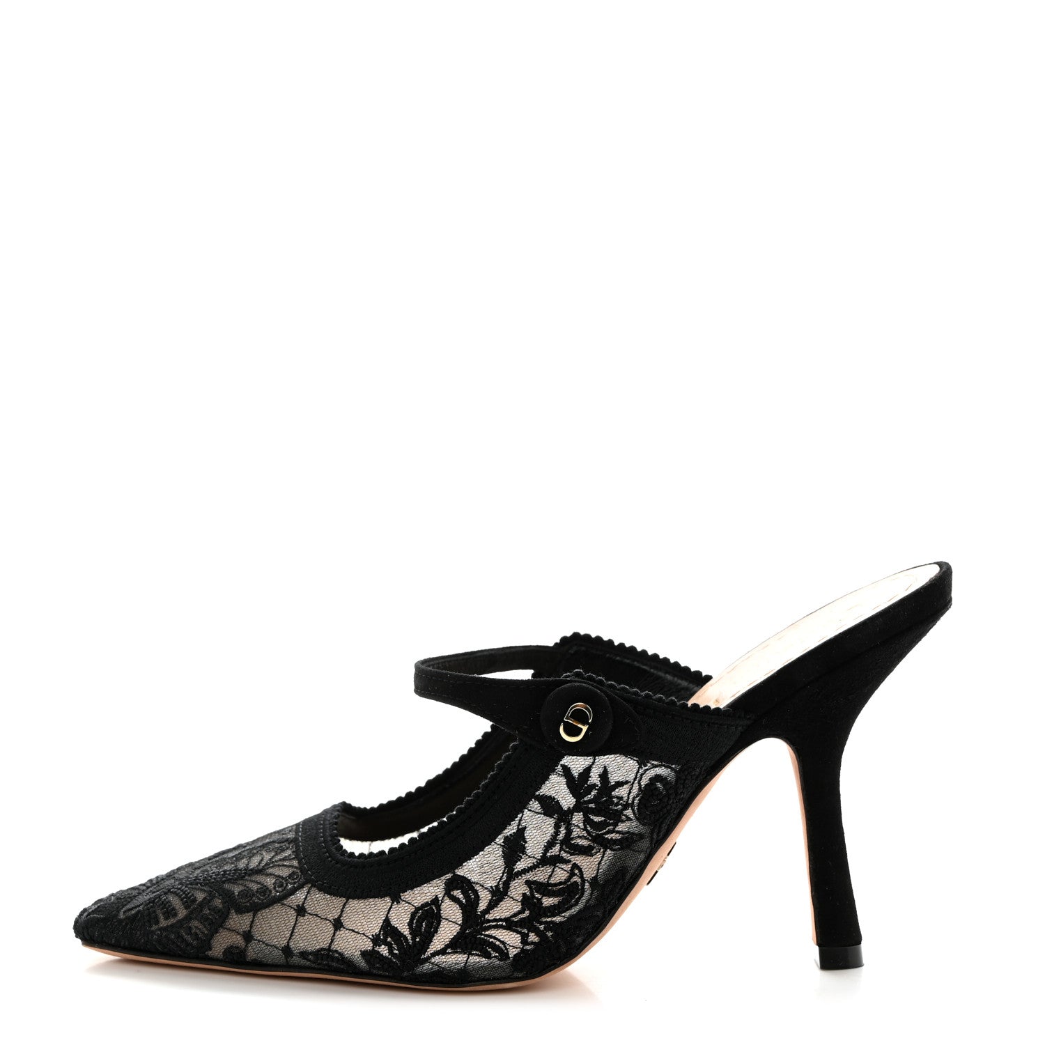 Christian Dior Mesh Butterfly Embroidered Pumps 35 Black 1 of 8
