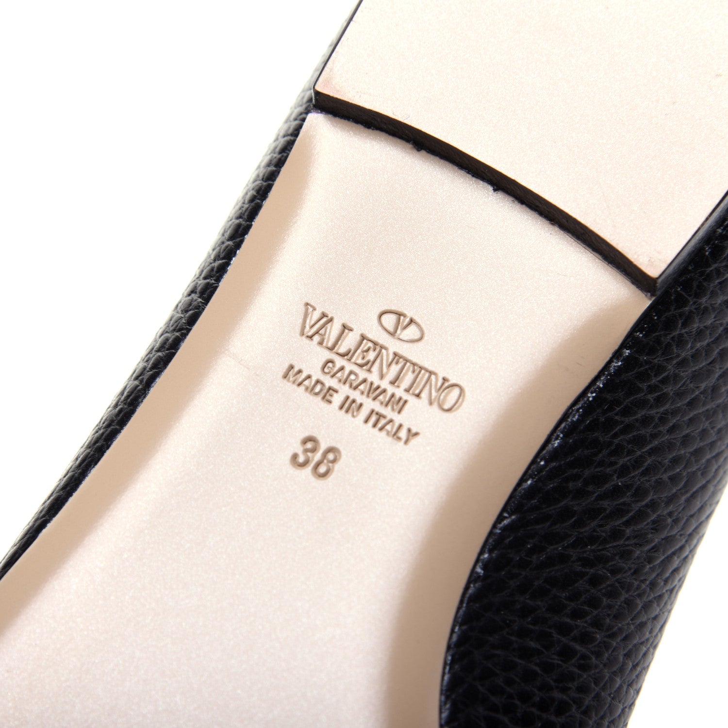 Valentino Garavani Pebbled Calfskin Rockstud Ankle Strap Ballerina Flats 38 Black 12 of 14