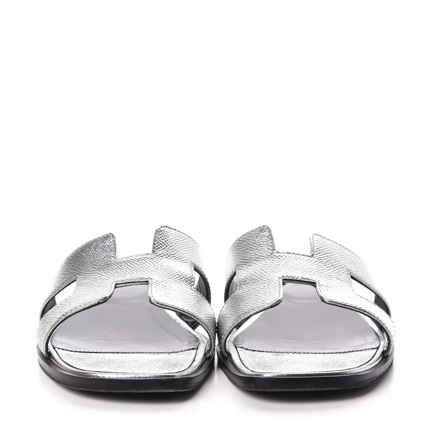 Metallic Epsom Oran Sandals 40 Gris Argente