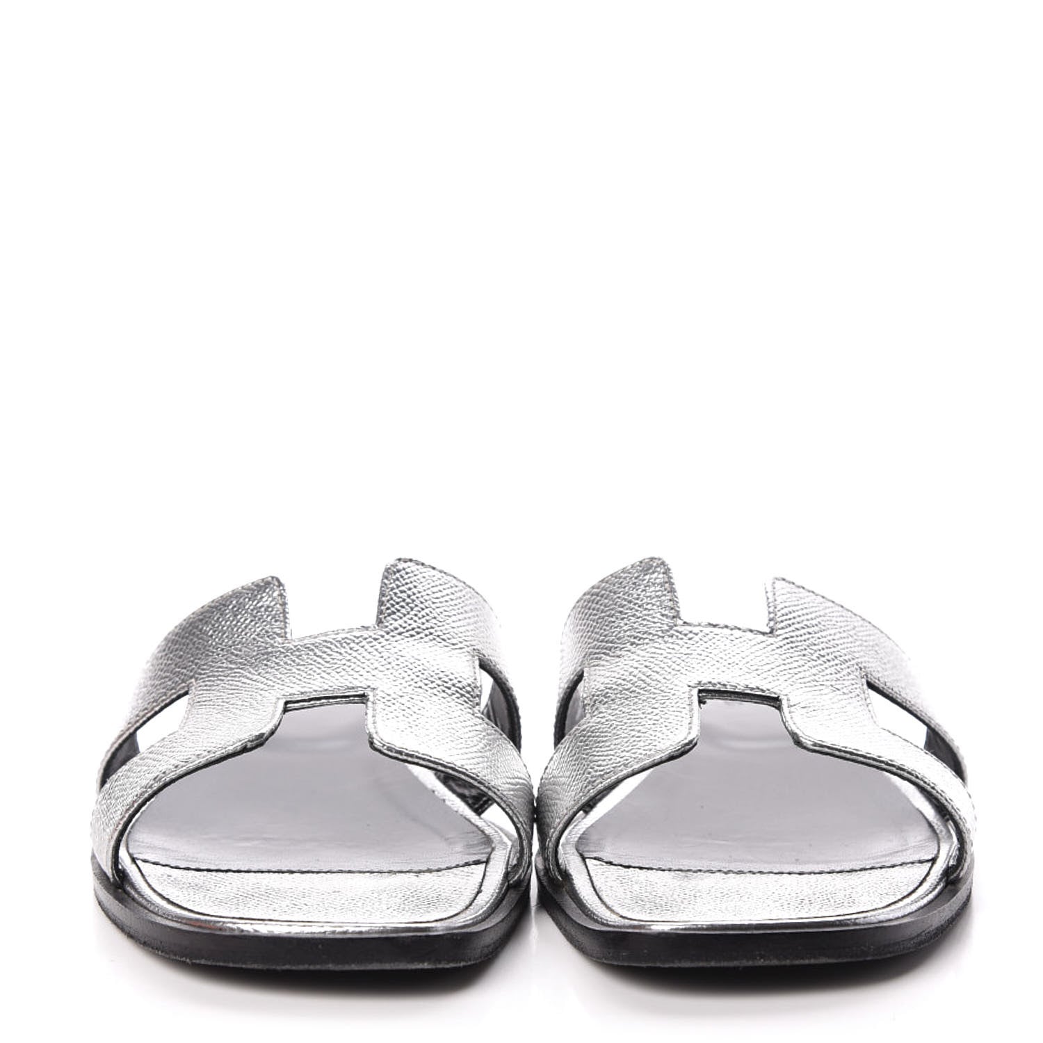 Hermes Metallic Epsom Oran Sandals 40 Gris Argente 2 of 12