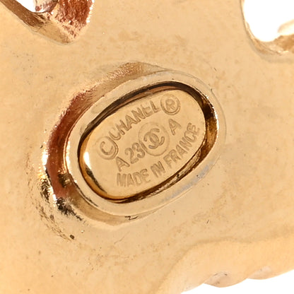 Chanel Metal Enamel CC Brooch Gold White 2 of 3