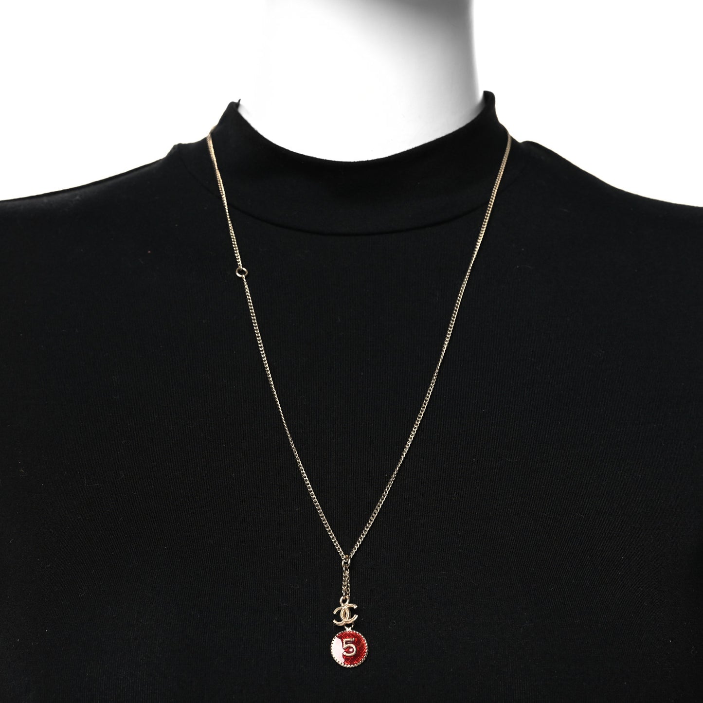 Chain No 5 CC Necklace Red Gold