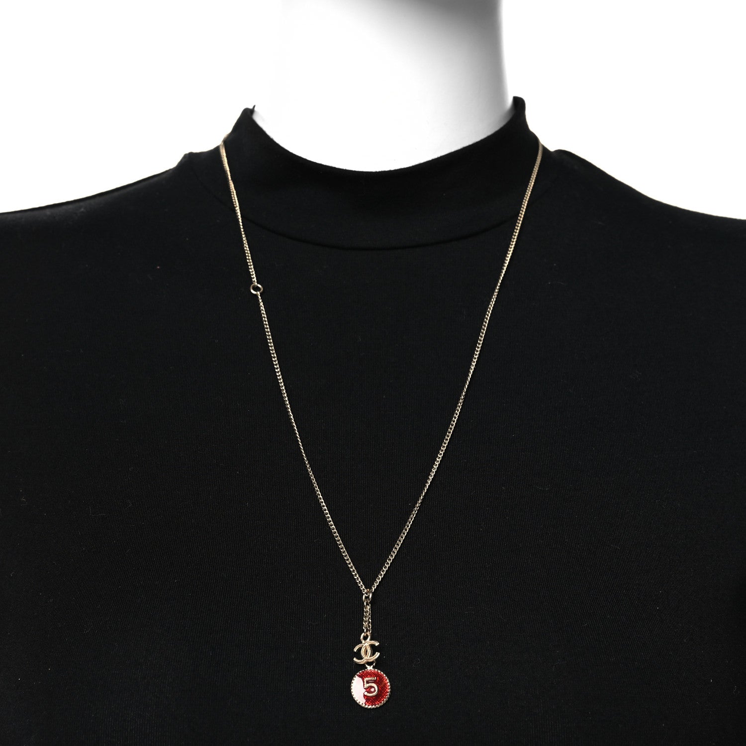 Chanel Chain No 5 CC Necklace Red Gold 2 of 4