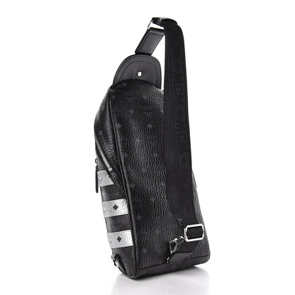 MCM Visetos Spot Medium Sling Bag Black Silver 3 of 10