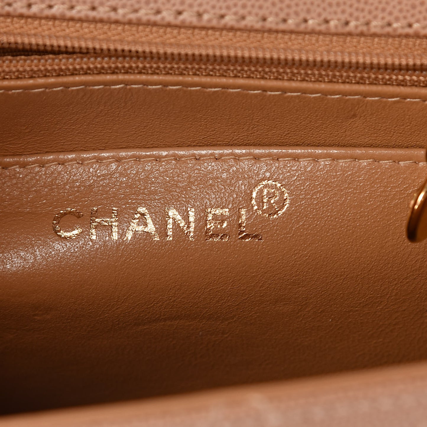 Caviar Stitch Small Single Flap Beige