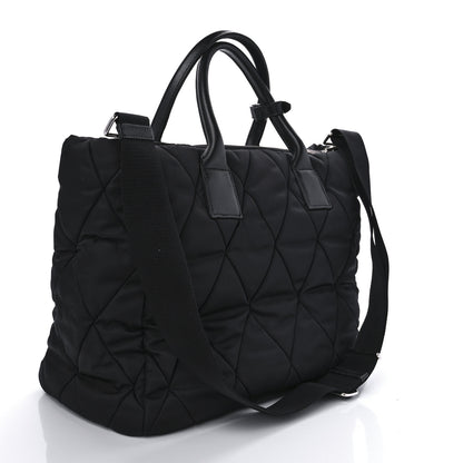 Prada Re-Nylon Nappa Triangle Quilted Padded Large Double Handled Zip Tote Black 3 of 9