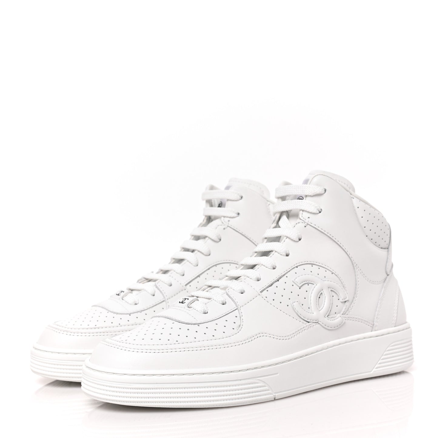 Calfskin CC High Top Sneaker 40 White