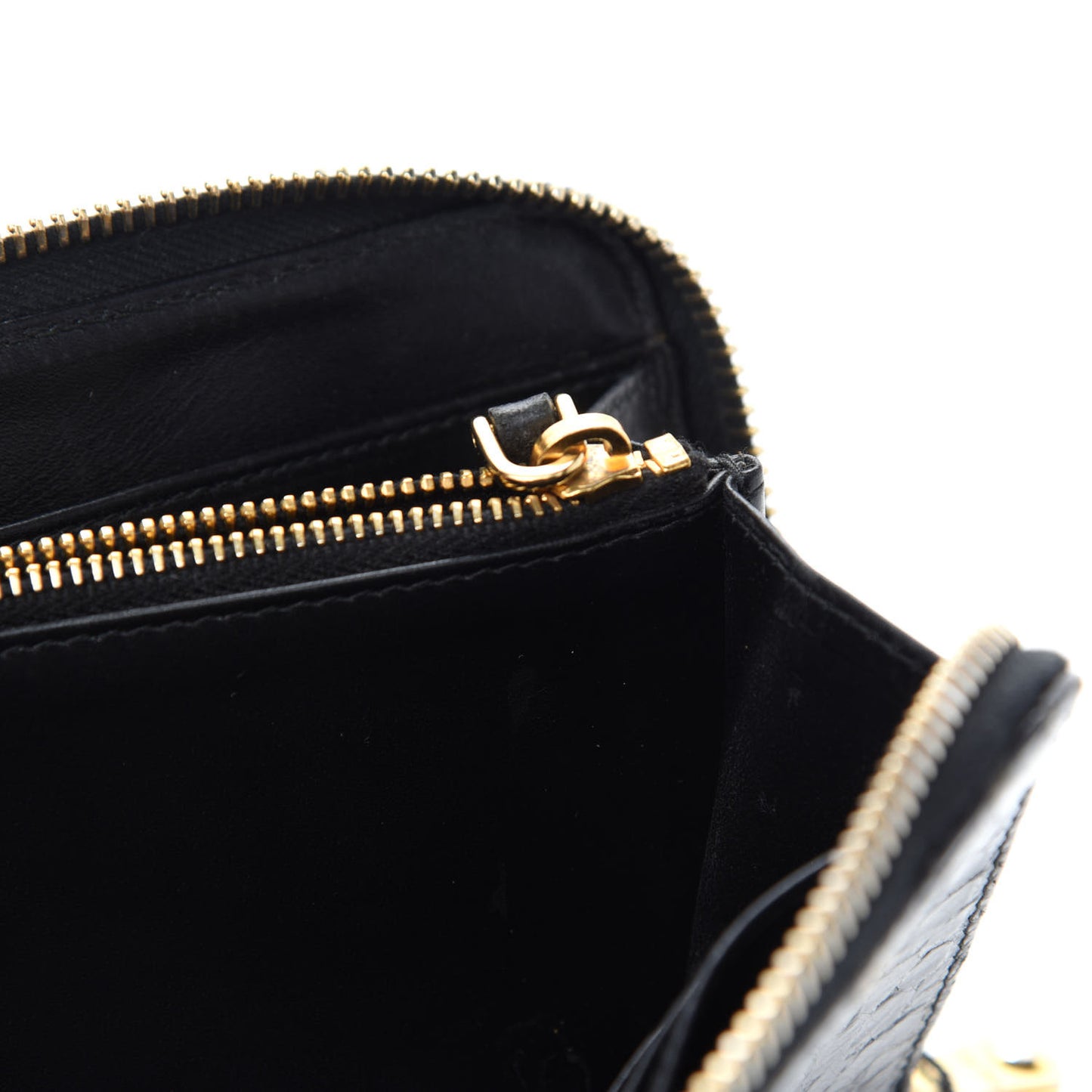 Vernice Crocodile Embossed Calfskin Zip Around Wallet Black