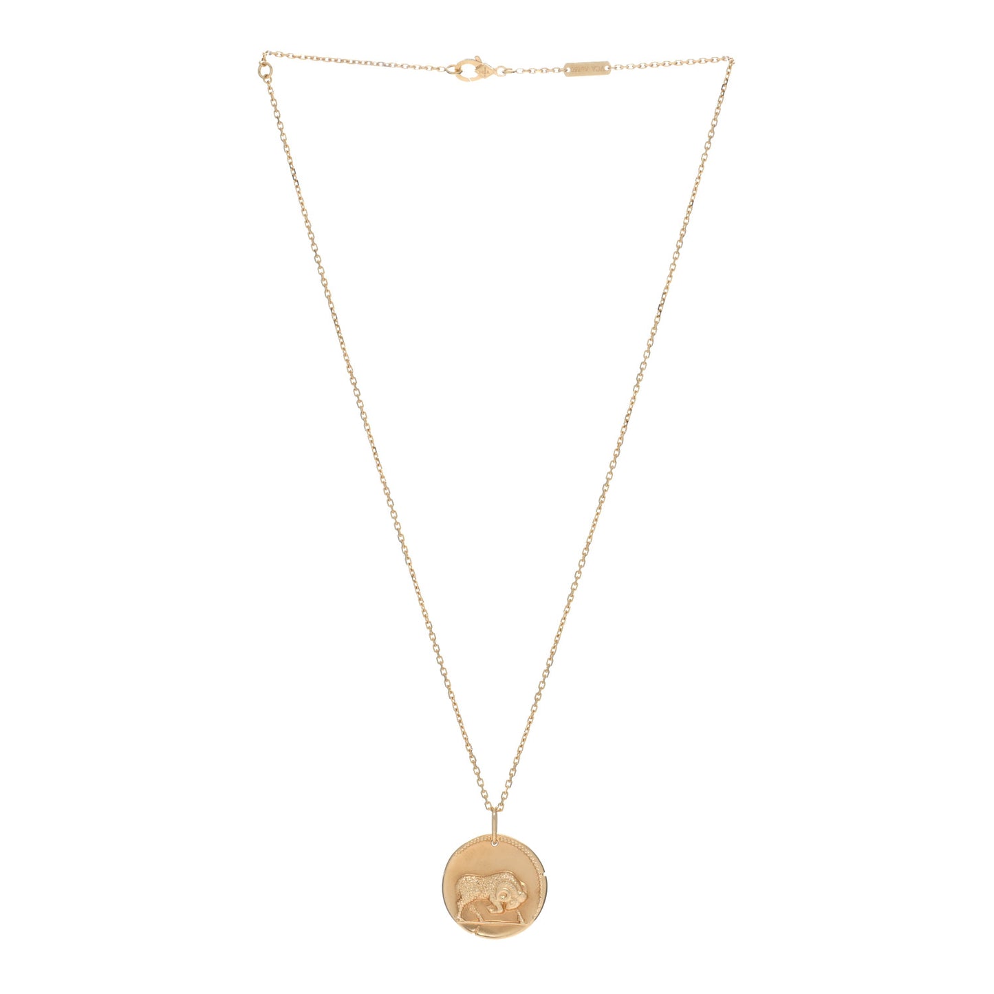 18K Yellow Gold Zodiac Aries Pendant Necklace