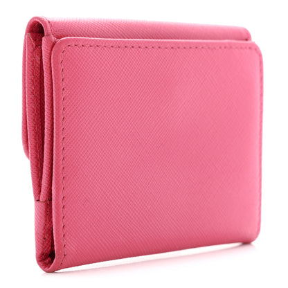 Prada Saffiano Compact Wallet Pink 3 of 9