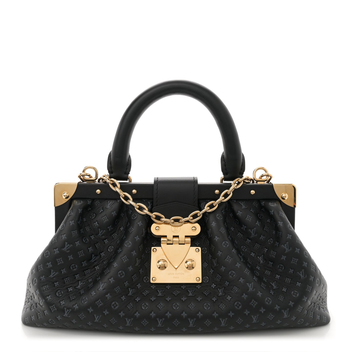 Calfskin Nanogram Embossed Clutch Black