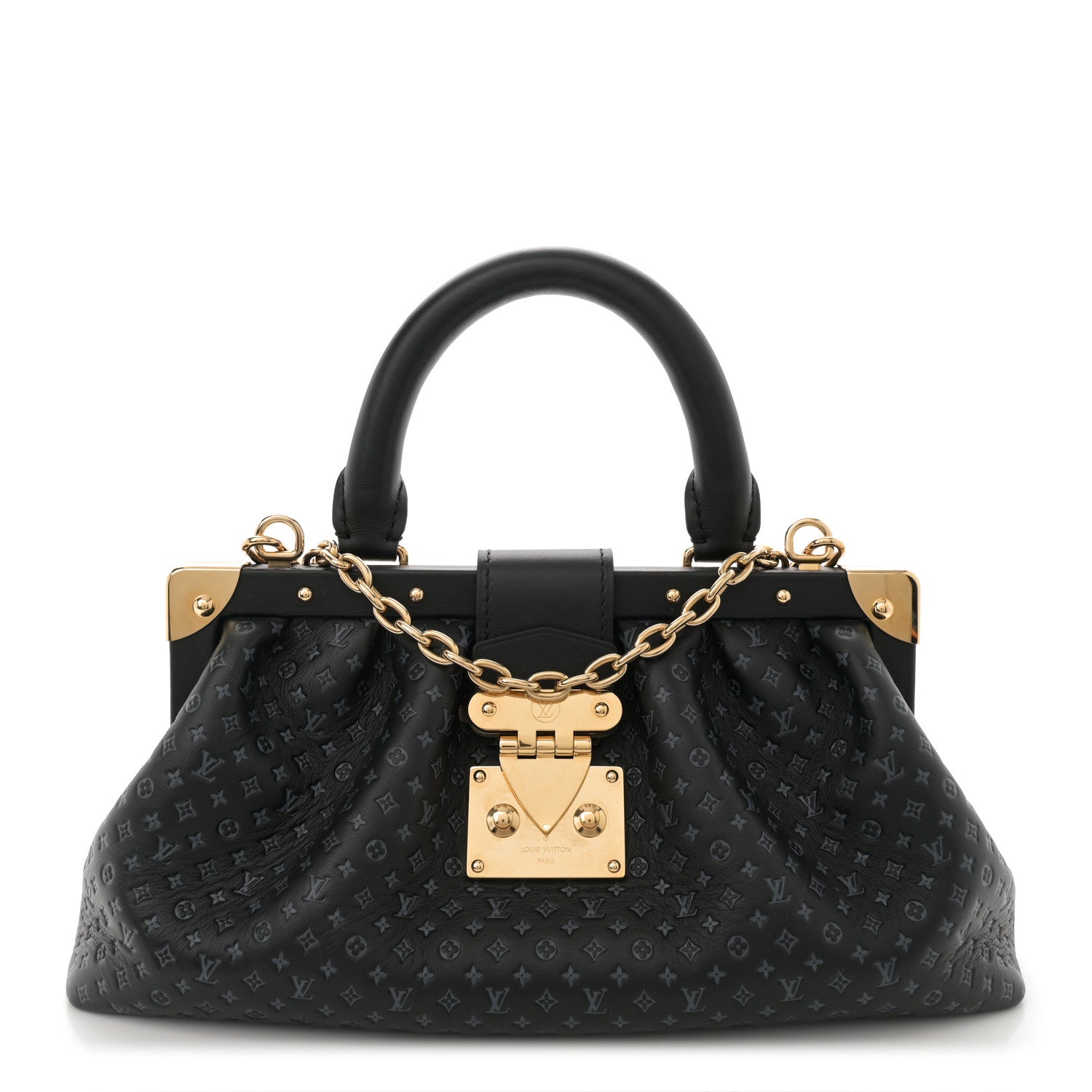 Louis Vuitton Calfskin Nanogram Embossed Clutch Black 1 of 10