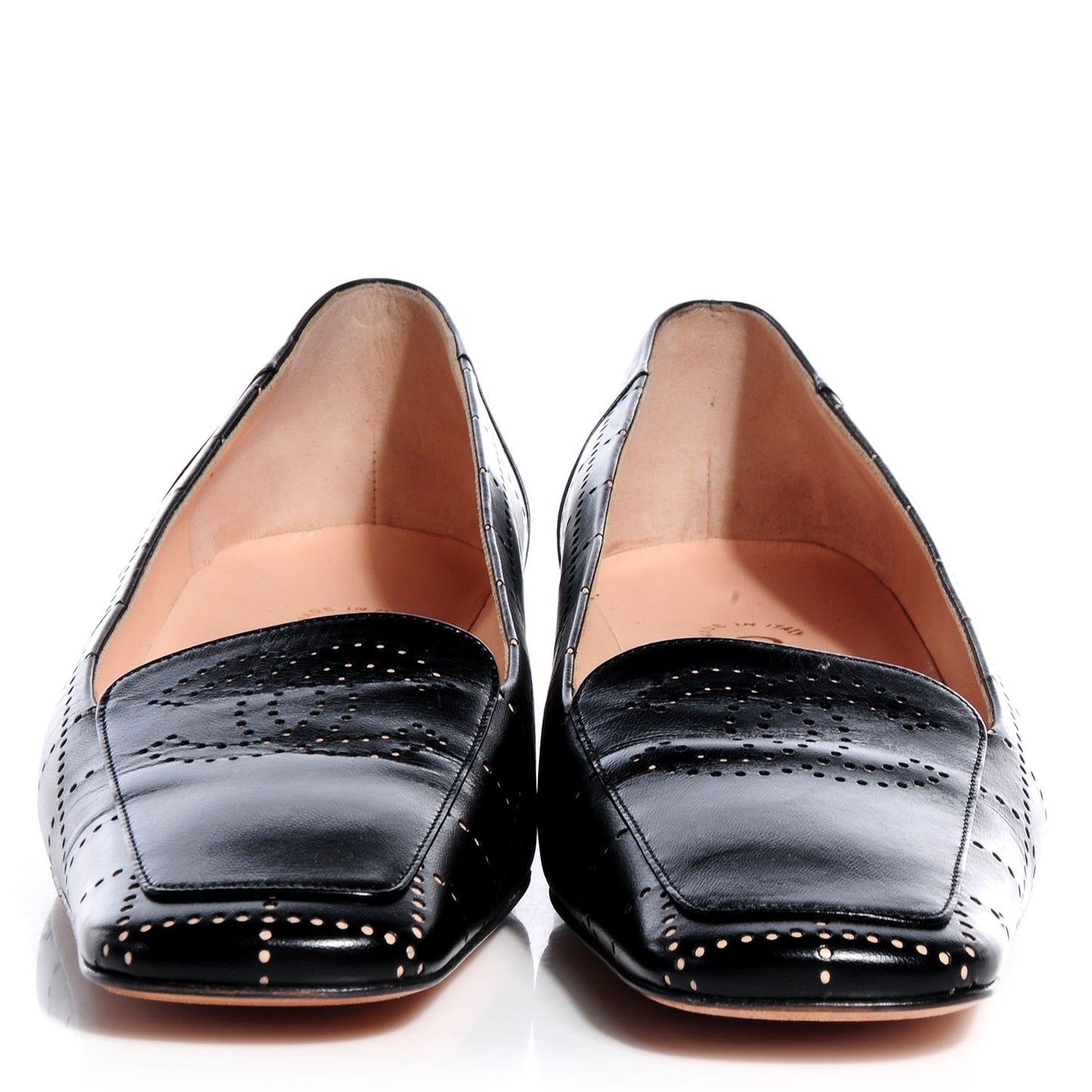 Perforated Leather Diamond Loafers 37.5 Black