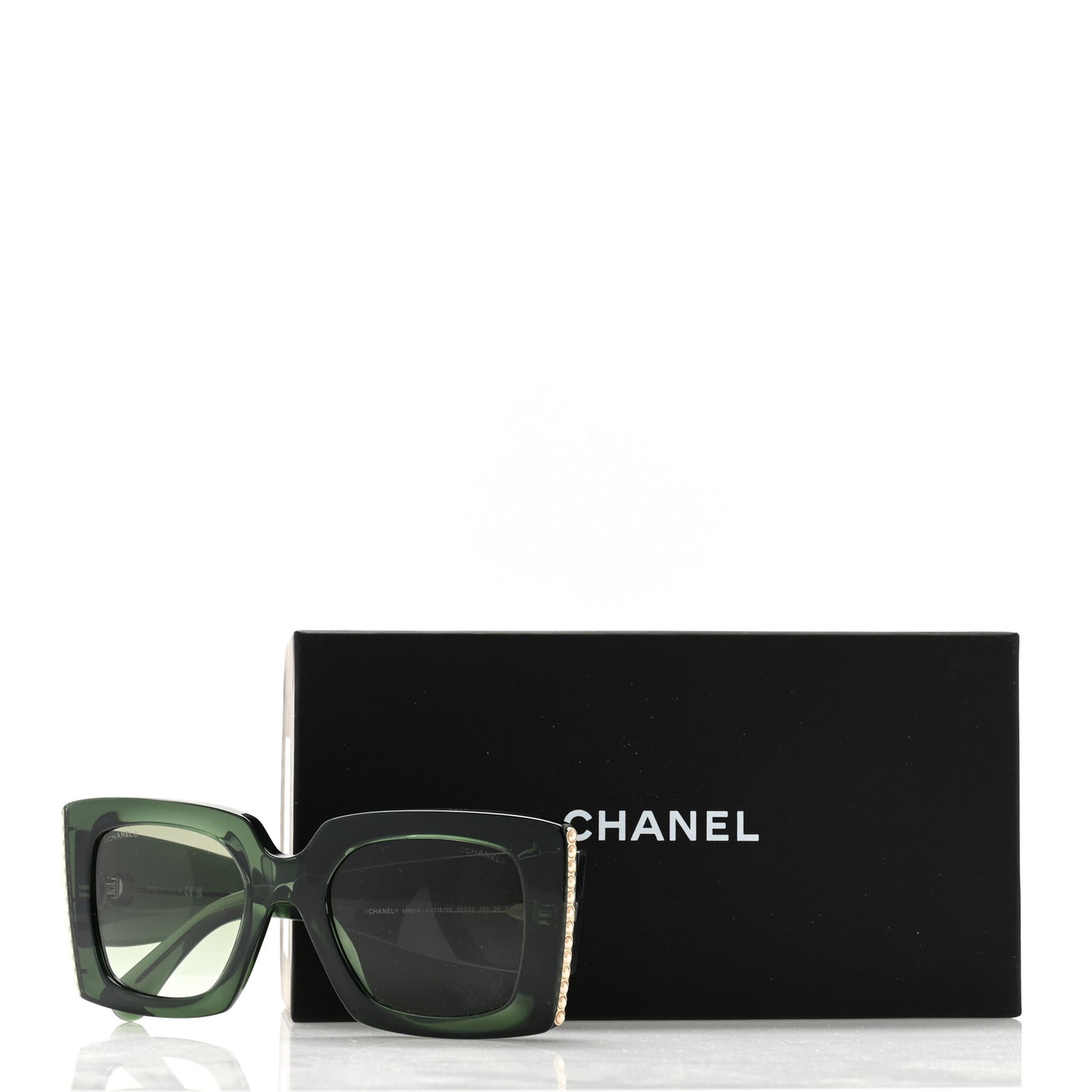 Acetate Pearl Rectangle Sunglasses 5480-H Dark Green