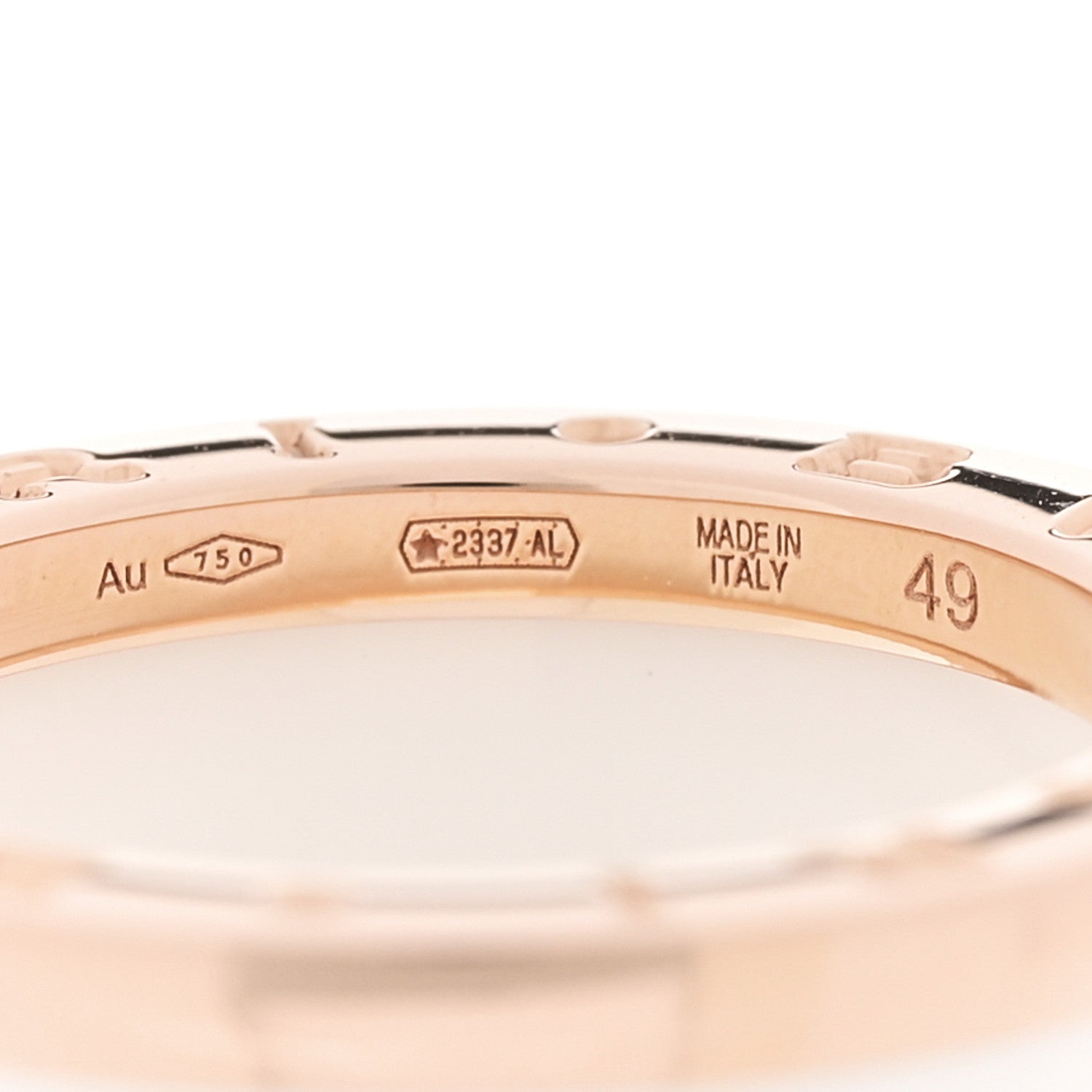 Bulgari 18K Rose Gold White Ceramic B.Zero1 Two-Band Ring  49 4.75 4 of 5