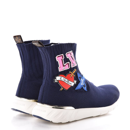 Louis Vuitton Stretch Fabric LV Black Heart Sock Sneaker 39.5 Marine 4 of 9
