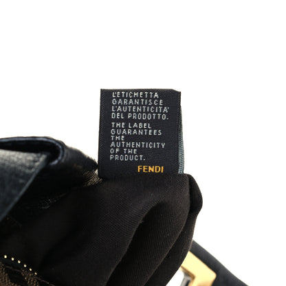 Fendi Goatskin Zucca Large Peekaboo Iconic Satchel Black Tobacco 10 of 14