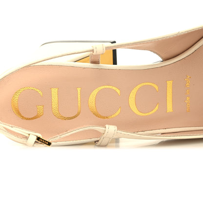 Gucci Malaga Kid Horsebit 75mm Slingback Pumps 36 Mystic White 7 of 8