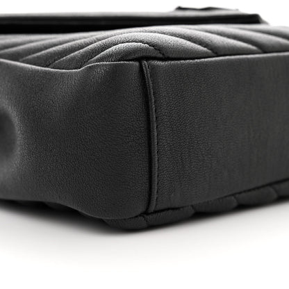 Saint Laurent Sheepskin Matelasse Chevron Monogram Monochrome Medium College Bag Black 9 of 11