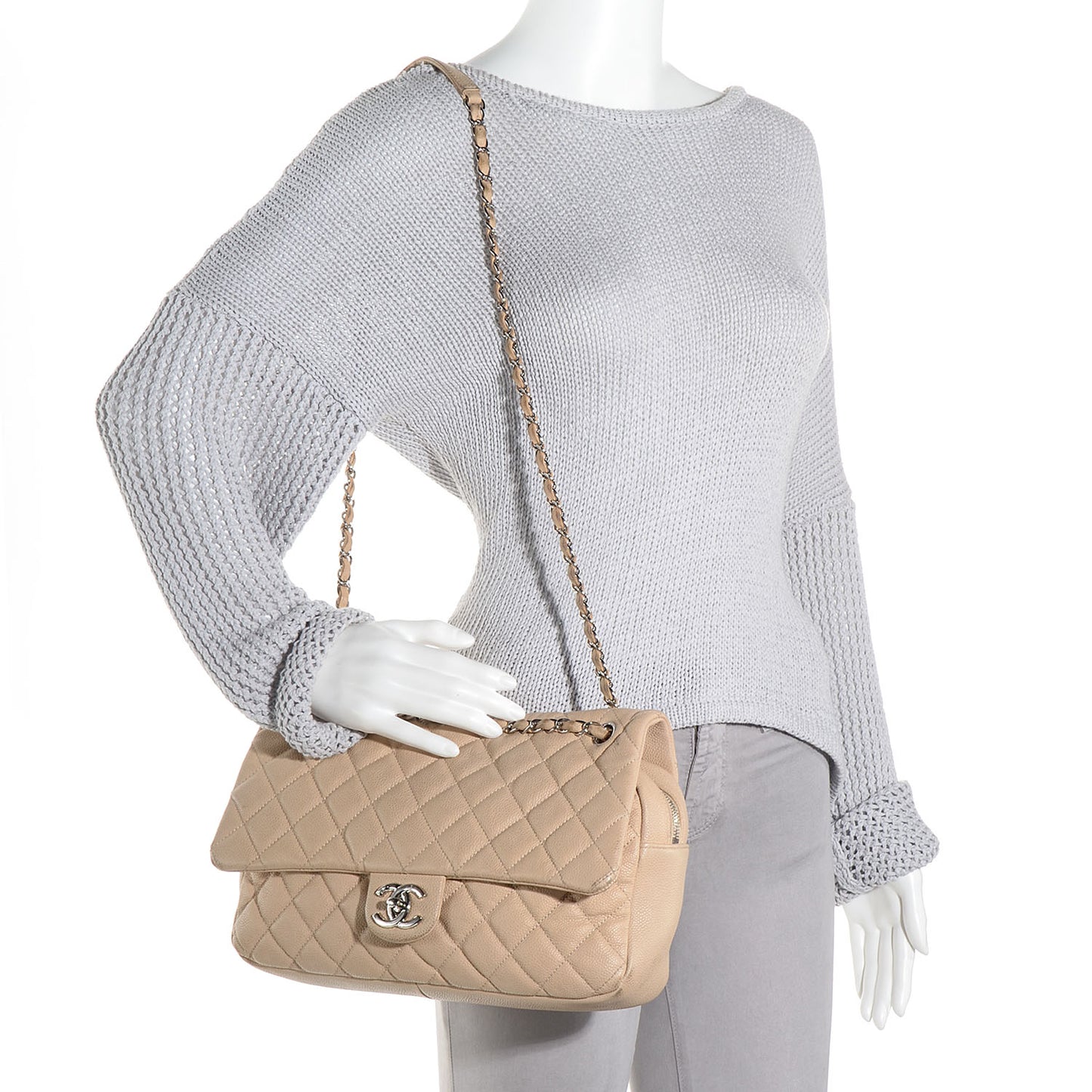 Easy Caviar Jumbo Flap Beige